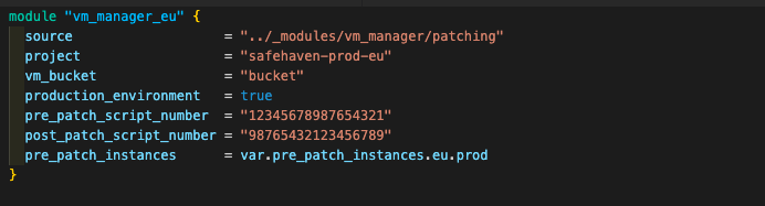 Hypothetical example: reusable modules can make it even more convenient for us to quickly and easily transplant our OS patching configs to any new environments we may need to support or create.