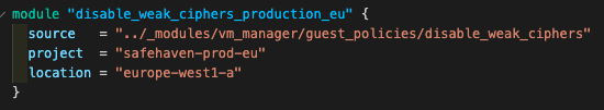 Example code showing module "disable_weak_ciphers_production_eu" source project and location